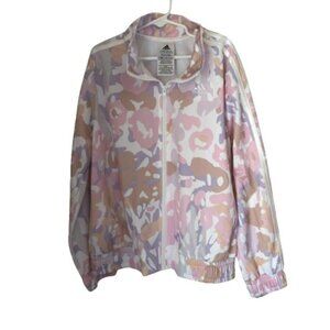 Adidas Big Girls Printed Camo Zip-Front Mock-Neck Tricot Jacket Size M 10/12